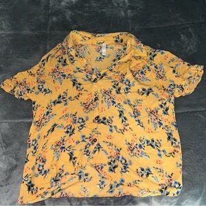 Xhilaration Yellow Floral Top